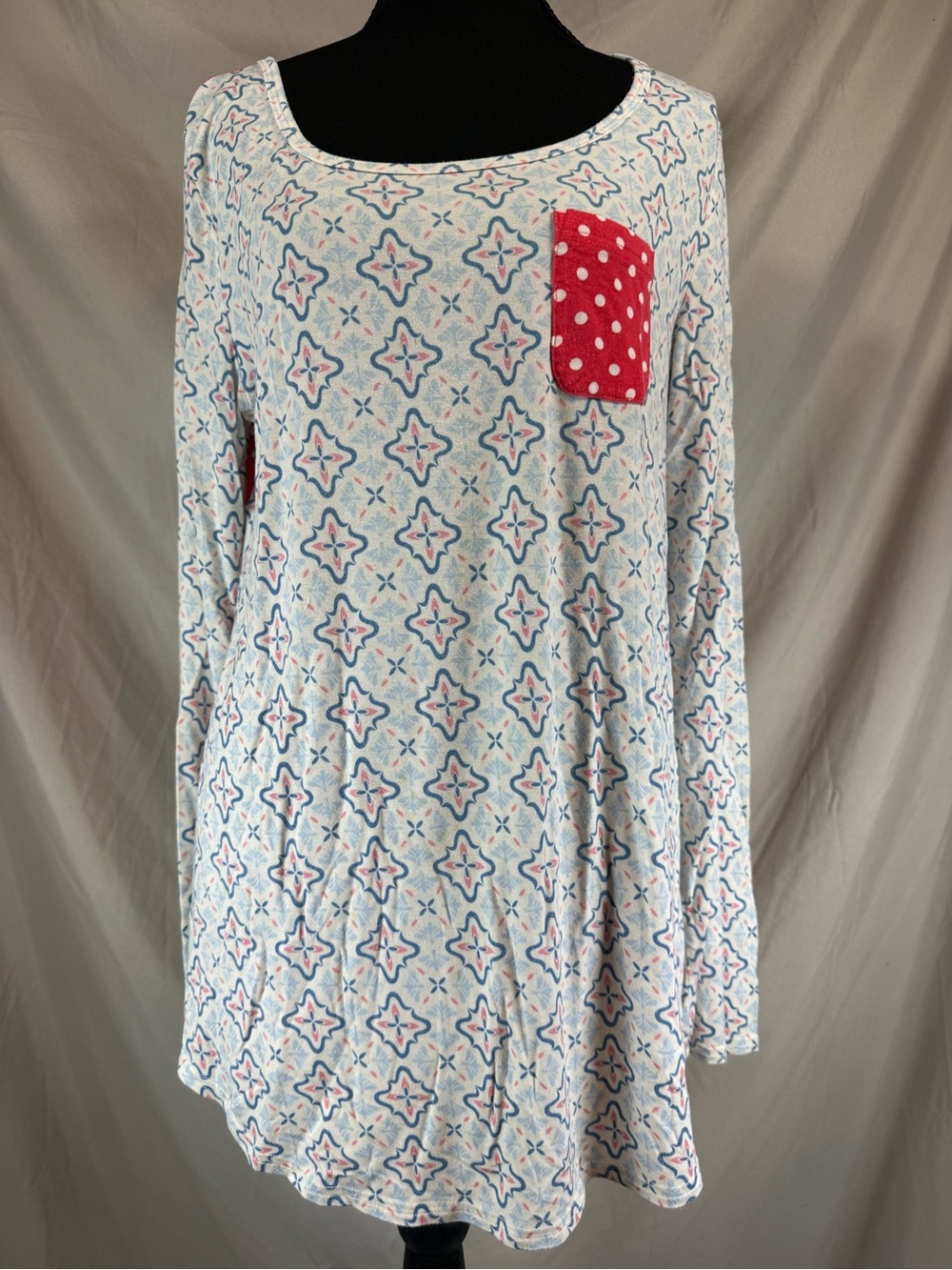 Matilda Jane Mixed Print Long Sleeve Pajama Top - Size Medium